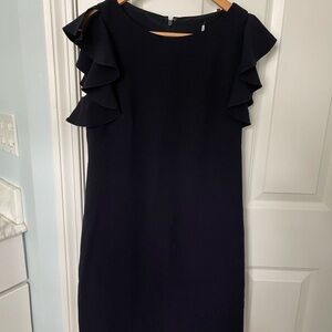 Tahari Navy Ruffle Sleeve Mini Dress Size 8